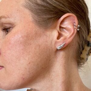 Silver & Pave Crystal Wing Earrings